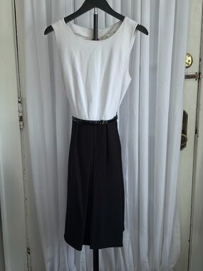 Kate Spade Classic Two-Tone Sleeveless Dress in White and Black with size 8